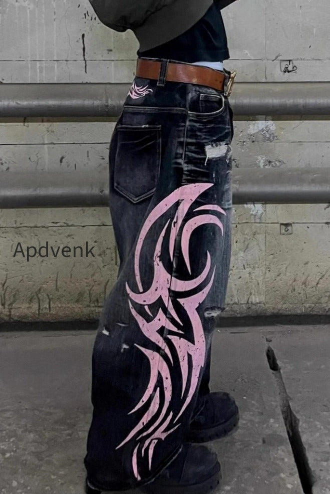 vintage-printed-washed-distressed-wide-leg-denim-jeans