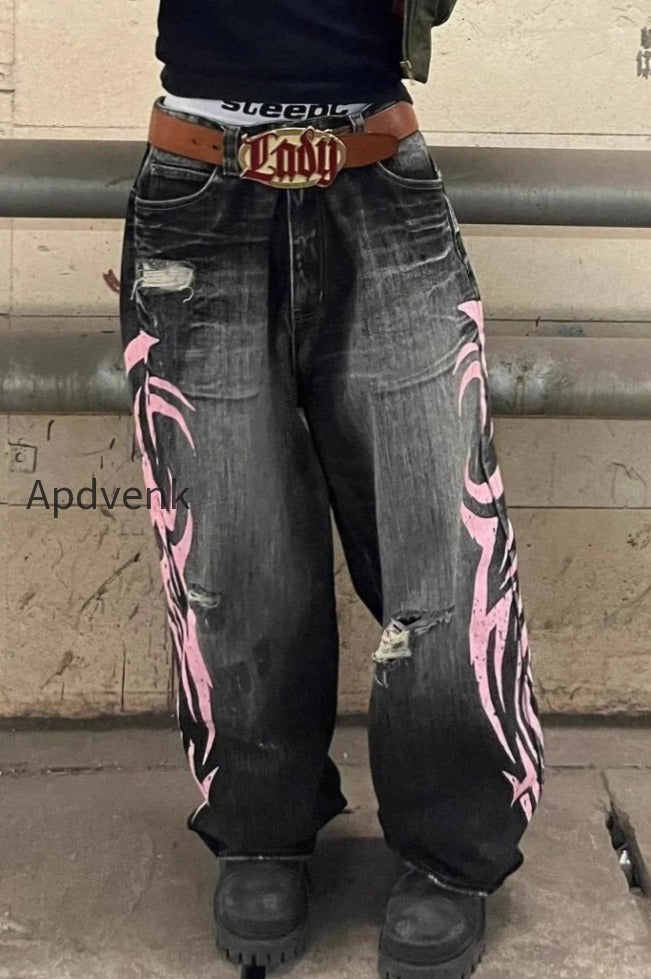 vintage-printed-washed-distressed-wide-leg-denim-jeans