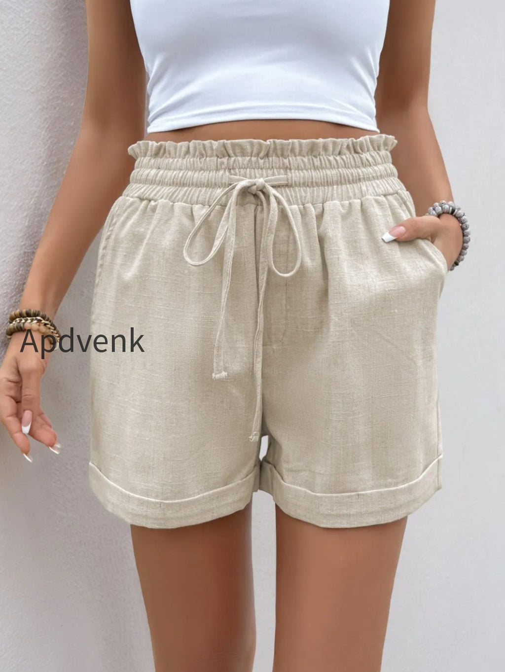 frill-drawstring-shorts