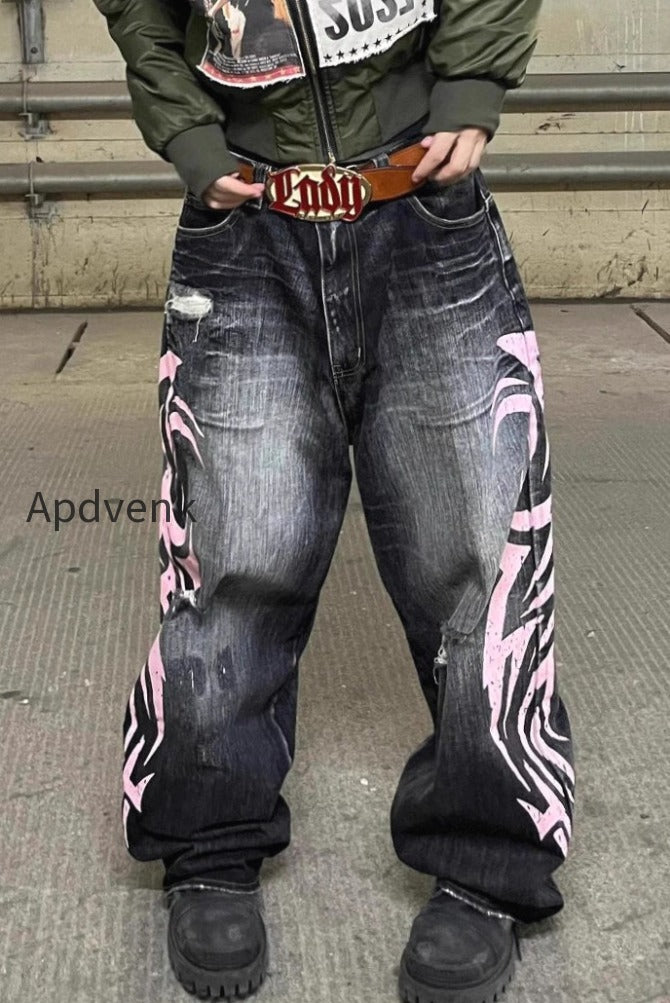 vintage-printed-washed-distressed-wide-leg-denim-jeans