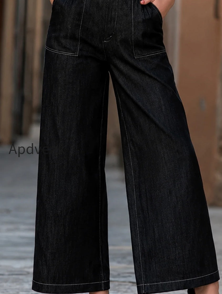 deep-v-neck-belted-denim-wide-leg-jumpsuit