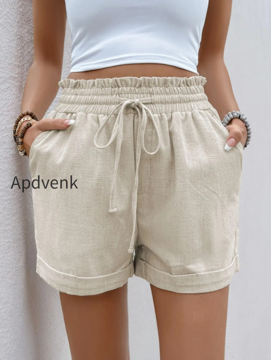 frill-drawstring-shorts