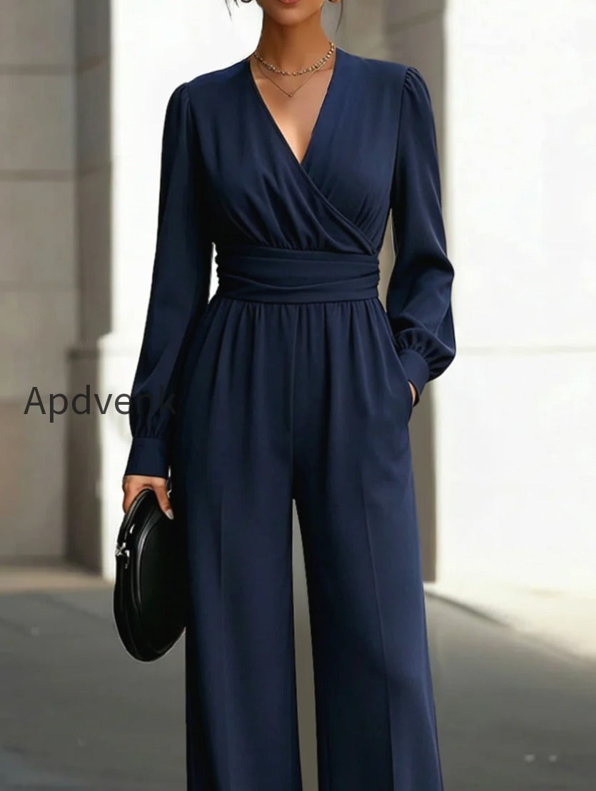 draped-v-neck-long-sleeve-wide-leg-jumpsuit
