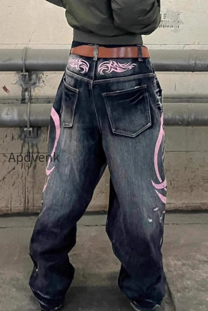 vintage-printed-washed-distressed-wide-leg-denim-jeans